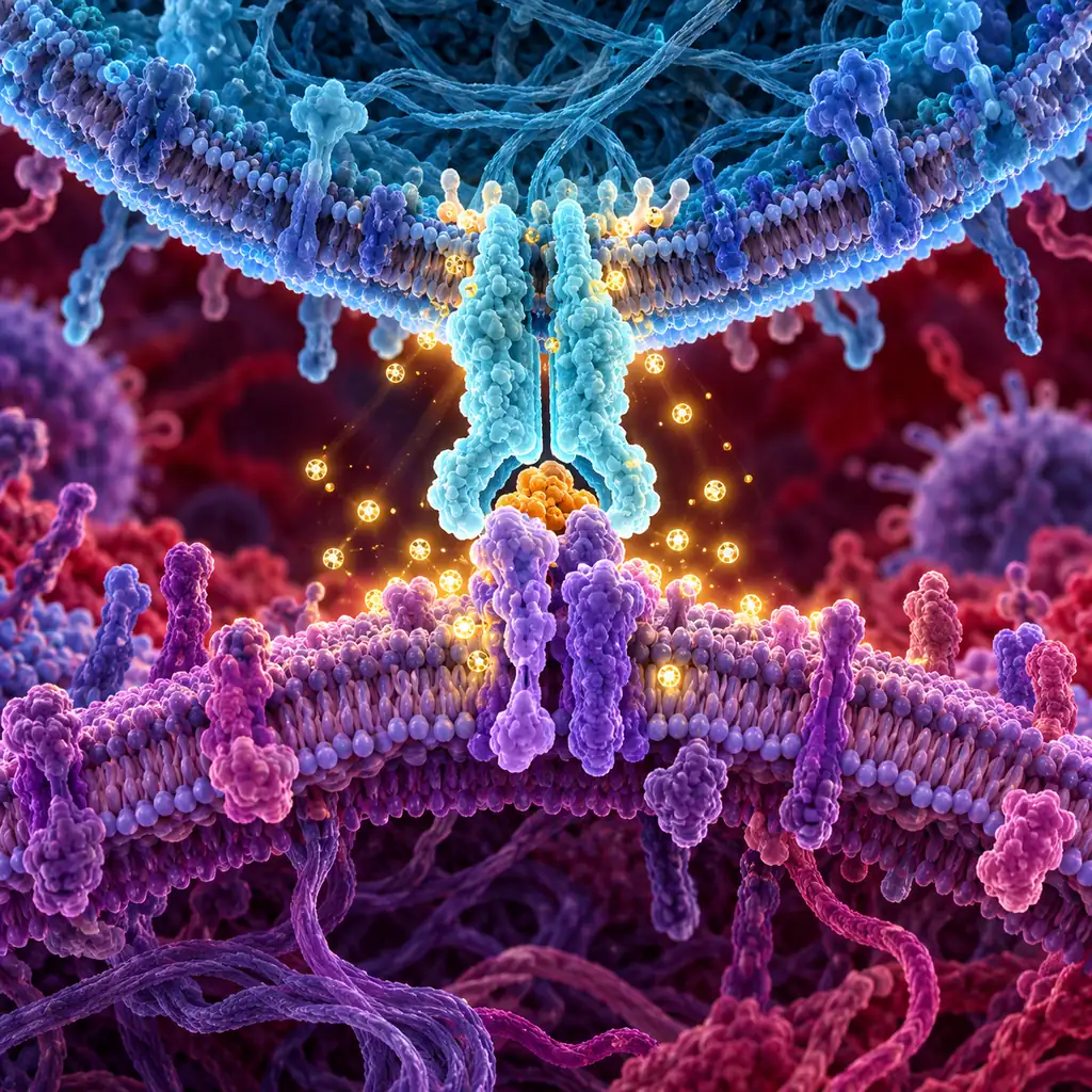 免疫细胞的信号拼图原创概念插画